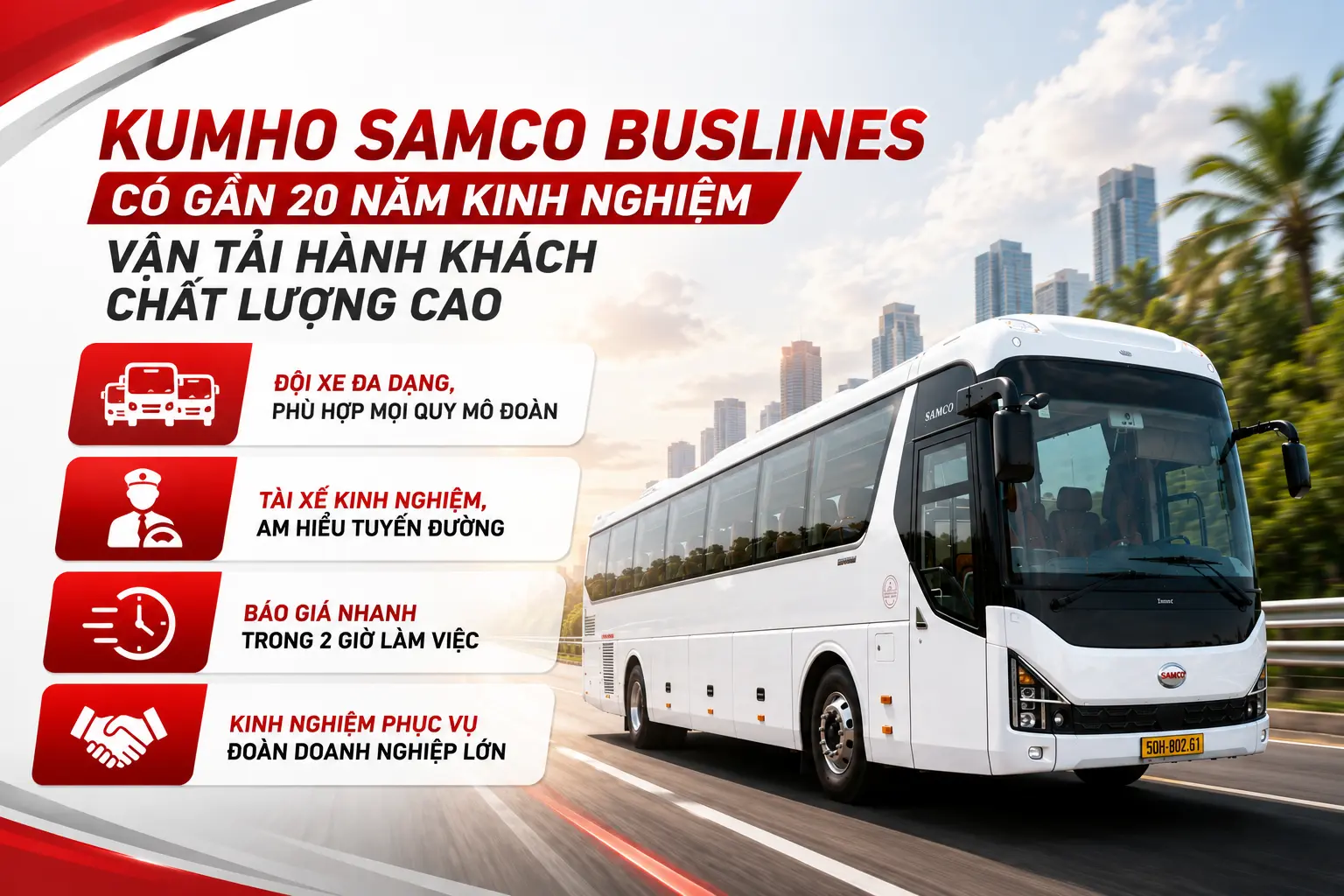 xe khách Kumho Samco phục vụ đoàn team building