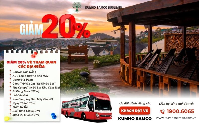 Giảm 20% vé vào cổng tại các địa điểm check in Đà Lạt - Kumho Samco Buslines