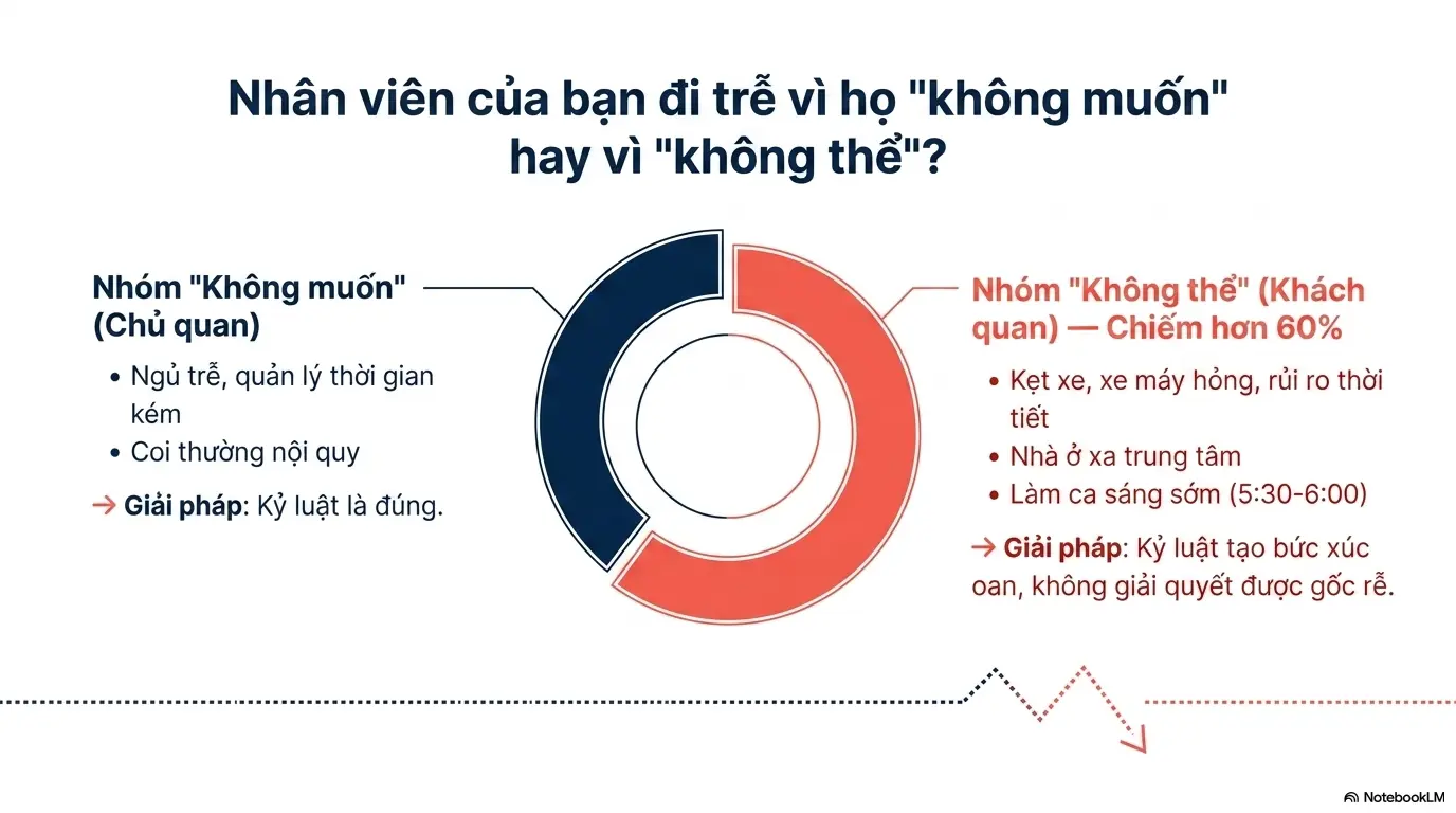 nhân viên đi làm trễ thường xuyên